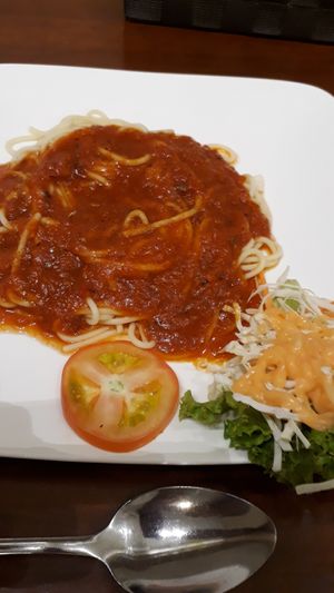 Spaghetti with tomato sauce at Xiang Yun Vegetarian - Bayan Point in Penang