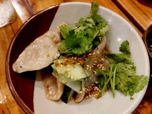 Dumplings ib sesame and black vinegar at Wabi-Sabi Noodle House Morato in Metro Manila