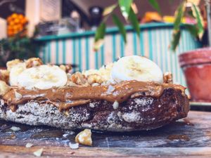 Banana and peanut sandwich  at Lotta Love in Malmo