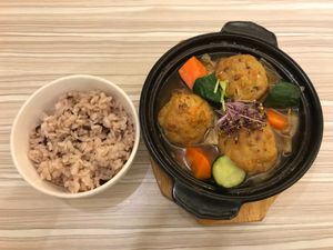 I ordered lion’s head meatballs with rice and lemon pound cake for desert. The meatballs were pretty decent, not overly salty. The pound cake, however, was so-so. It was more on the dry side and sugar was not evenly distributed. With that being said, the overall dining experience was pleasant. The staff was friendly and  the place was clean and calming. I would go back :) at Rice Revolution 呷米蔬食 - Gā Mǐ Shū Shí in Taipei