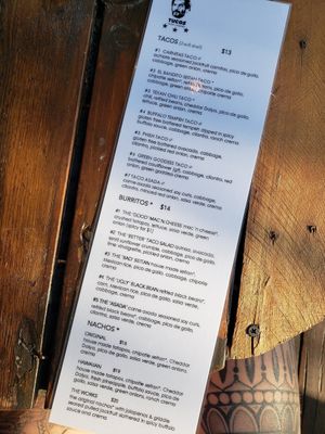 Menu at Tucos Taco Lounge in Sudbury