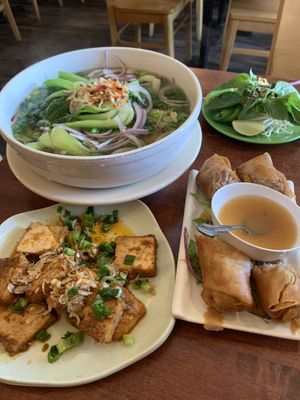 Spicy Tofo, Vegan Spring Roll, Vegan Pho  at Lilly's Cafe in New Orleans