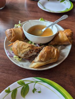 Vegan Egg Rolls with Taro at Lilly's Cafe in New Orleans