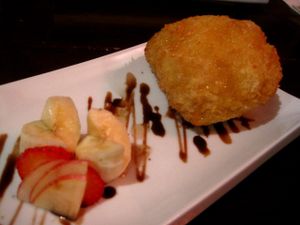 Fried vegan ice cream! It's made with Coconut Bliss (vanilla flavor). at Sushi Momo in Montreal