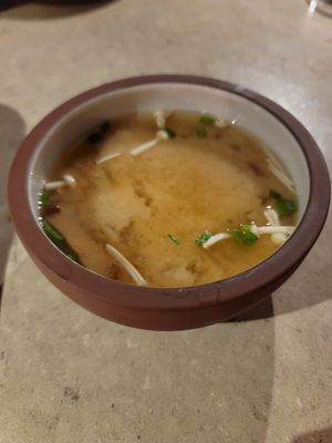 Miso soup at Sushi Momo in Montreal