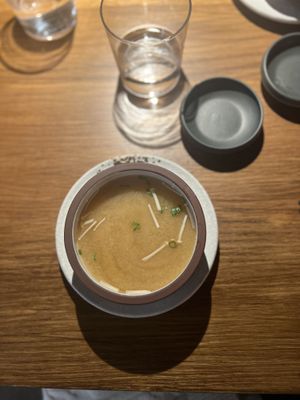 Miso soup  at Sushi Momo in Montreal