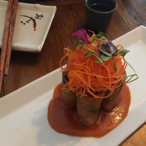 Little tower of spring roll perfection  at Sushi Momo in Montreal