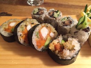 Mumbai roll with tempura shrimp at Sushi Momo in Montreal