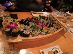 The boat of Amazing sushi! at Sushi Momo in Montreal