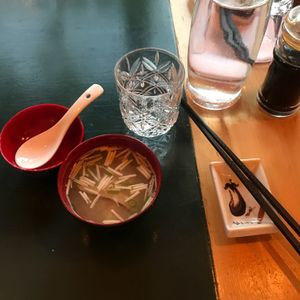 miso soup at Sushi Momo in Montreal