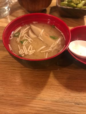 Miso soupe at Sushi Momo in Montreal
