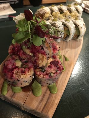 Beautiful rows of Vegan Sushi ♥️ at Sushi Momo in Montreal