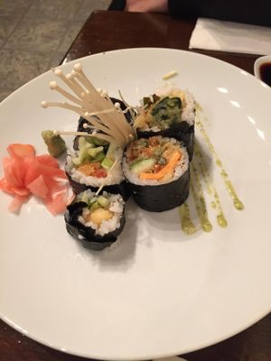 The Boston and vegan tempura sushi at Sushi Momo in Montreal