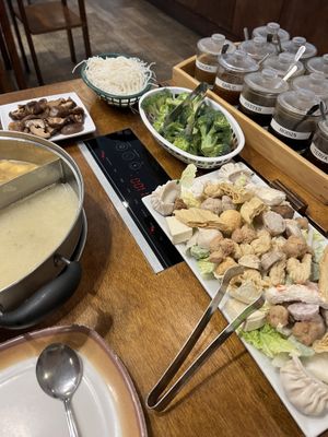 vegetarian dinner, broccoli, shiitake   at Hotto Potto in Orlando