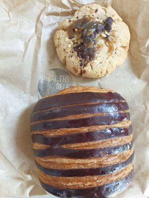 Chocolate croissant and Snickers cookie at Heal.Thy Self Co in Yarraville