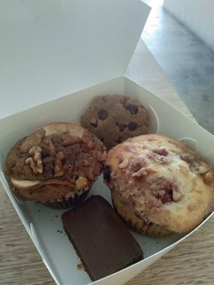 Muffins, brownie and choc chip cookie at Heal.Thy Self Co in Yarraville