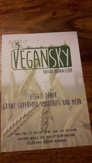 Menu at Vegansky in Dortmund