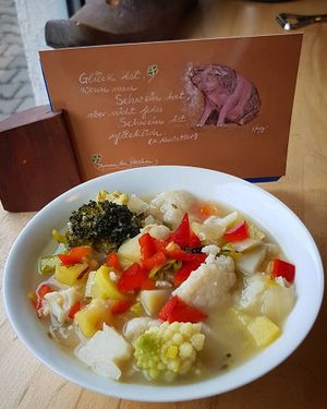 Vegetable soup at Veganatural in Giessen