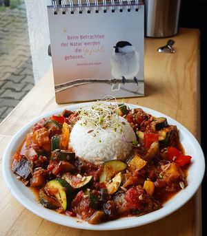 Daily Special. Ratatouille with basmati rice at Veganatural in Giessen