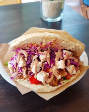 The best vegan Döner (Kebap) I know!! They even invented the best vegan Feta Cheese that I've tasted!  at Veganatural in Giessen