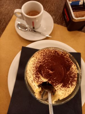 Tiramisu and espresso at Origano Trevi in Rome