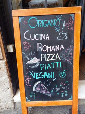 Outside sign at Origano Trevi in Rome