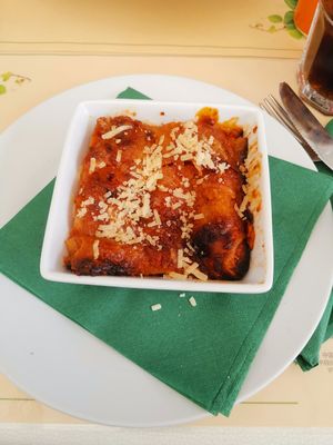 Vegan lasagna at Origano Trevi in Rome