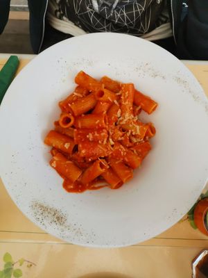 Vegan pasta americana at Origano Trevi in Rome