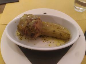 Roman style artichoke at Origano Trevi in Rome