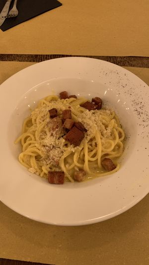 vegan carbonara  at Origano Trevi in Rome