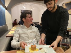 Birthday cake !  at Origano Trevi in Rome