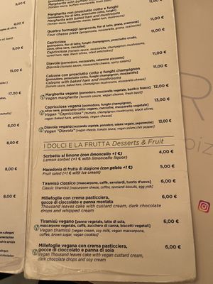 Options labeled   at Origano Trevi in Rome