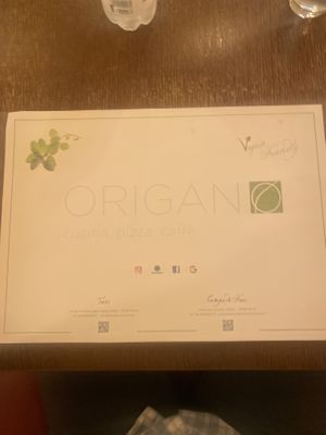 Place Mat  at Origano Trevi in Rome