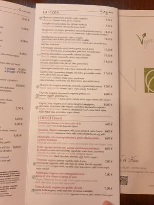 Menu June 2023 at Origano Trevi in Rome