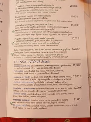 Menu June 2023 at Origano Trevi in Rome