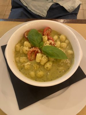 Vegan pesto gnocchi   at Origano Trevi in Rome