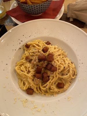 Vegan carbonara   at Origano Trevi in Rome
