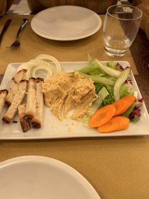Hummus plate plain toast, no oiled bread  at Origano Trevi in Rome