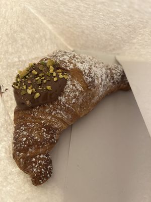 vegan croissant filled with plant-based nutella  at Origano Trevi in Rome