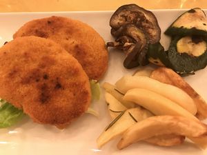 Vegan breaded soy cutlets  at Origano Trevi in Rome