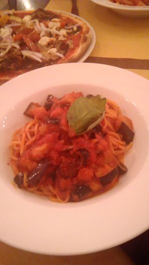 Incredible eggplant pasta at Origano Trevi in Rome