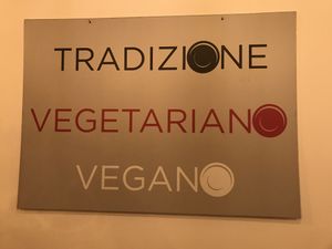 Sign on the wall at Origano Trevi in Rome