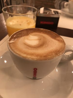 Cappuccino w/soy milk (only vegan milk option) at Origano Trevi in Rome