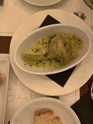 Roasted artichoke to start  at Origano Trevi in Rome