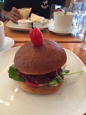 Beet Burger at Jungle Cafe in Brooklyn