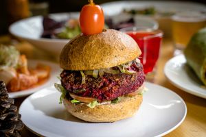 Beet Burger at Jungle Cafe in Brooklyn