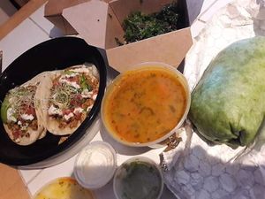 Tacos and burrito 💚 at Jungle Cafe in Brooklyn