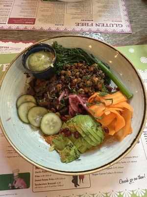 Aubergine Buddha bowl minus flat bread   at Lounges - Argo Lounge in Peterborough