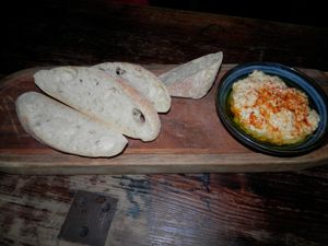 Tapas: hummus with ciabatta at Lounges - Argo Lounge in Peterborough