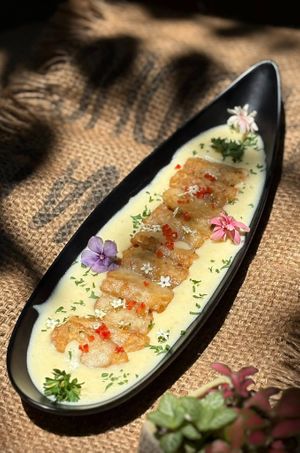 Cheesy tempeh... at Phuong Mai Vegetarian Restaurant in Ho Chi Minh City